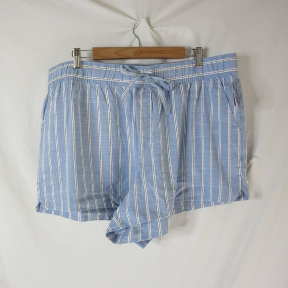Auden Pajama Set Blue White Striped Shorts Button Down Short Sleeve Size XXL NWT - Picture 12 of 14